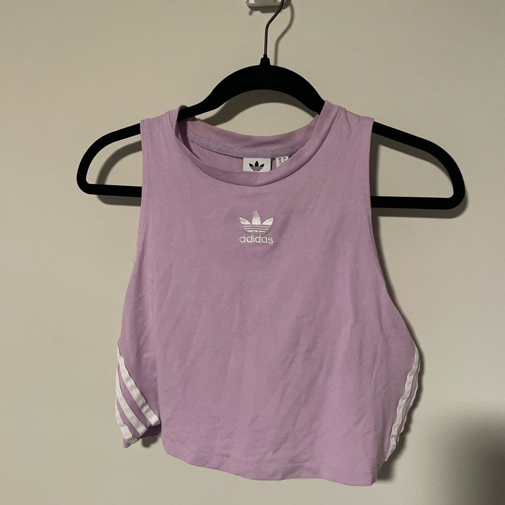 Adidas Purple Sleeveless Crop Tank Top